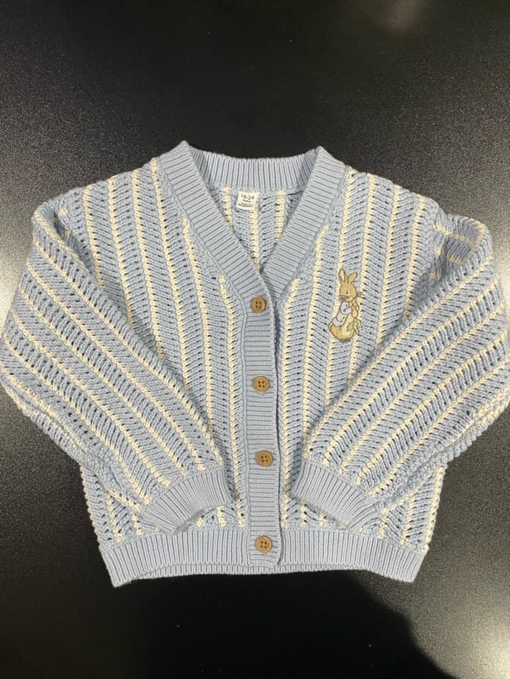 M&S Blue and White Embroidered Peter Rabbit Cardigan 18-24 mo. 🐰 🐇